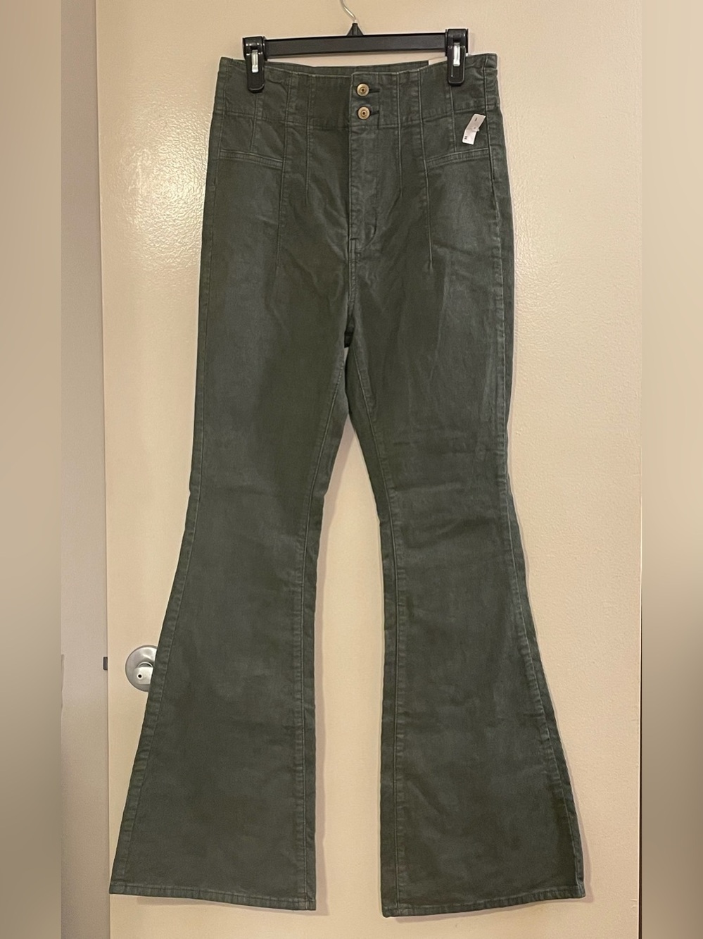 WE THE FREE Jayde Cord High Rise Flare Jeans in Deep Olive - Picture 5 of 11